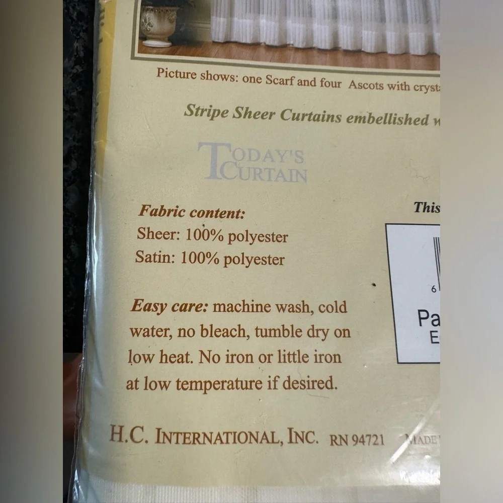 NEW Vintage Today's Curtain Stripe Sheer Ivory Panel 60W x 63L  HC International